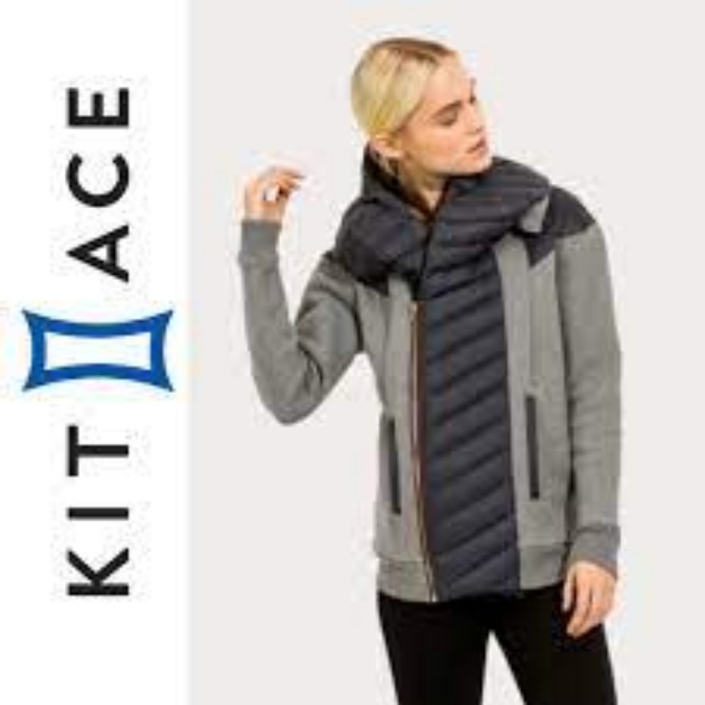 Kit & Ace Liberty Grey Navy Ladies Cashmere Down Hybrid Jacket EUC